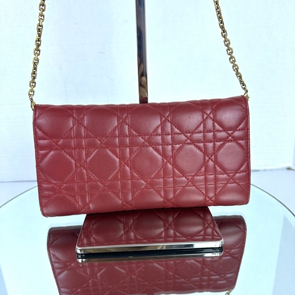 DIOR CANNAGE LAMBSKIN LEATHER FLAP BAG ON CHAIN WOC, YSL CLUTCH, CHANEL WALLET - Picture 3 of 16